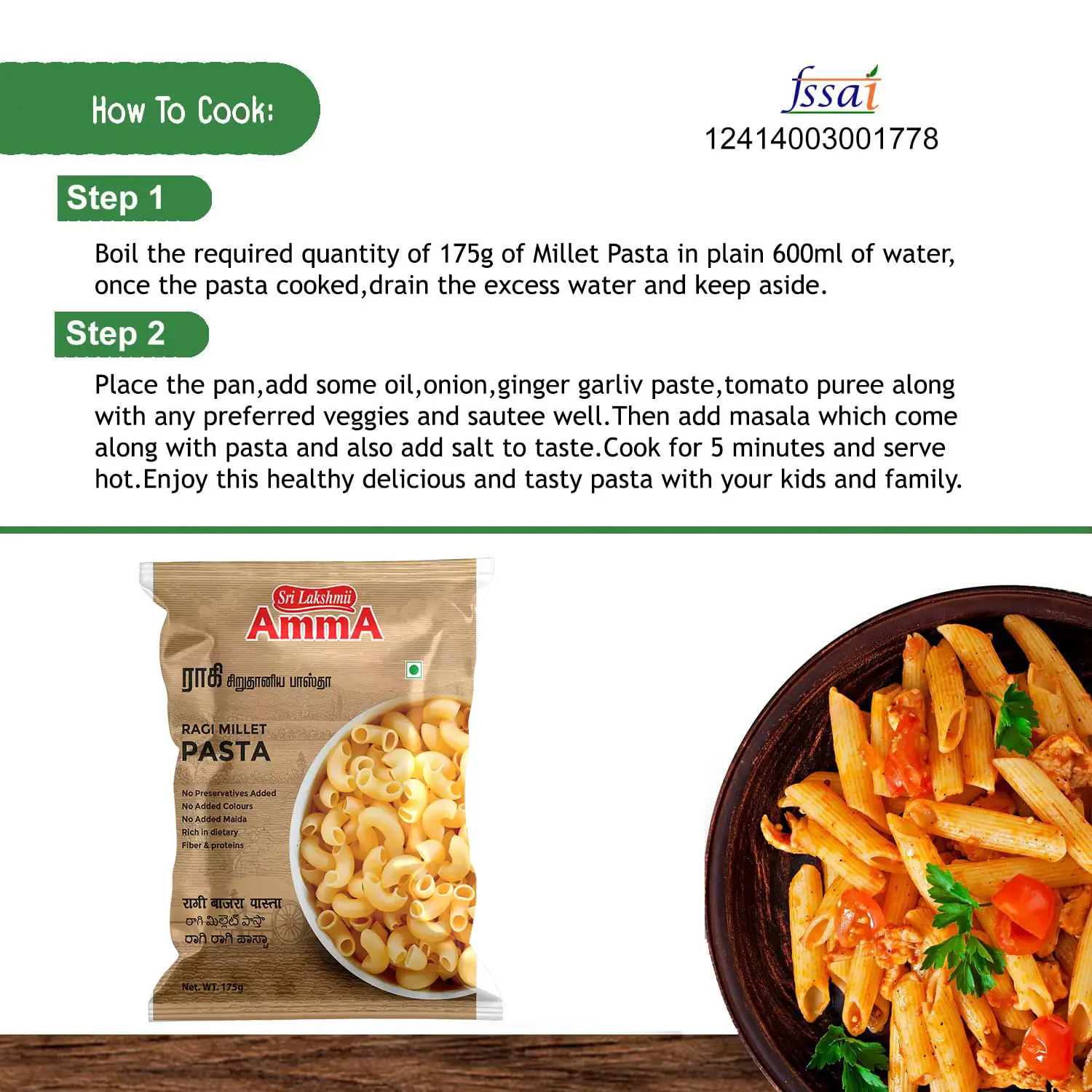 Ragi Millet Pasta (175g) - Image 3